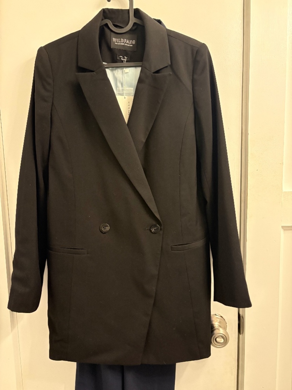 NWT Wildfang Empower Collection Double Breasted Longline Blazer Black Sz S